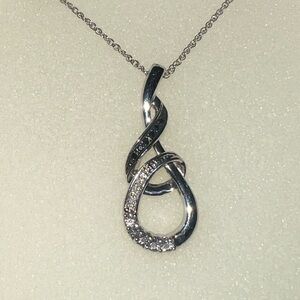 Kay Jewelers black and white diamond infinity twist necklace in sterling silver